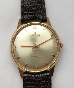 Vintage Tellus Swiss Grand Prix Antimagnetic Gold Plated with certificate and box