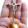 Vintage Small Crucifix INRI Cross Vintage Jesus Statue Chirstian Image 3