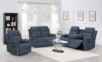 Amazing Hailey Beige & Slate Grey Fabric Recliner Sofa