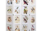 4-Panel Room Divider White 140x165 cm Bird