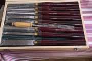 8PCS + 1 Free HSS Red Lathe Chisel Set for Wood Turning Root Furniture Carving Knife 6.89" Blade 16.14" Chisel With Tool Box