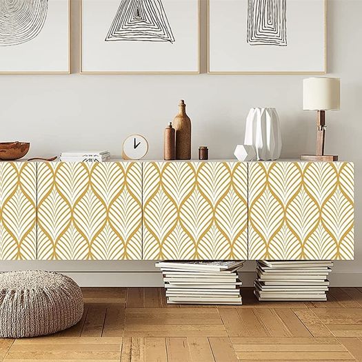 Gold Stripe Wallpaper Peel and Stick Wallpaper Self Adhesive Contact Paper Sticky Back Plastic Vinyl Film Modern Wallpaper Removable Waterproof Roll for Kitchen (FREE SHIPPING)