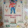 Embroidered Needlework Sampler."Freedom,Justice,Peace" 1945. Image 4