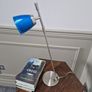 Vintage Aluminor blue desk lamp, chrome-plated metal | translucent lampshade | retro design 40W Image 2