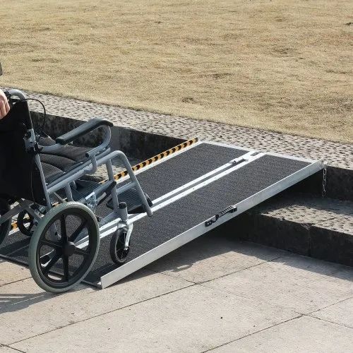 Wheelchair Ramp, 121.9 cm 362.9 kg Capacity, Non-Slip Aluminum Folding Threshold Ramp