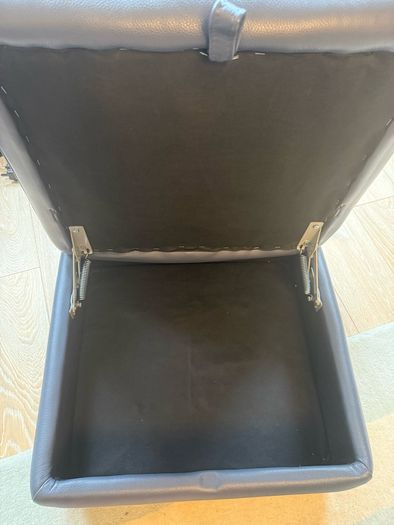 Blue Leather DFS Recliner Sofa & Footstool
