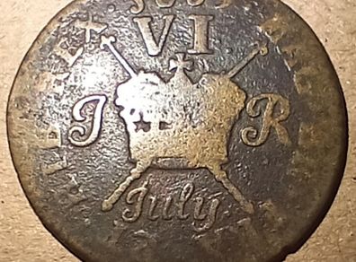 1689 James II Gun Money Six Pence