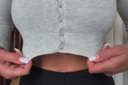 Grey Cropped Cardigan, BERSHKA, Size S