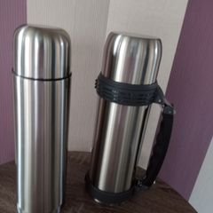 Set of x2 Stainless Steel Camping Flasks