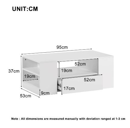 BRAND NEW Modern coffee table high gloss living room furniture 2 drawers and 2 shelves sofa coffee table side table 95 x 53 x 37cm