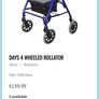 Blue four-wheel rollator with seat and storage bag : BARGAIN Image 4