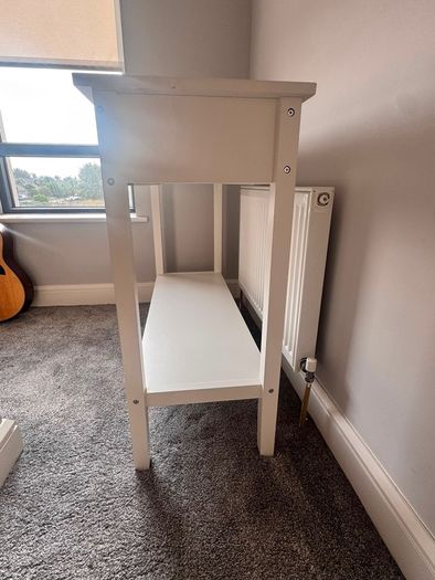 IKEA White Console Table with 2 Drawers & Lower Shelf