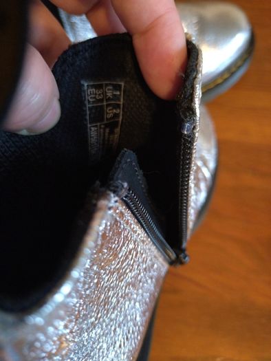 Dr Martens Youth 2976 Crinkle Metallic Chelsea Boots Silver UK1