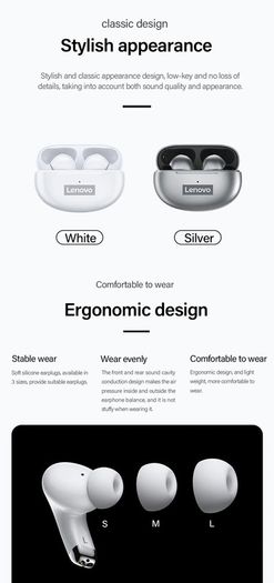 Original Lenovo LP5 Wireless Bluetooth Earbuds HiFi Music Earphone With Mic Headphones Sports Waterproof Headset
