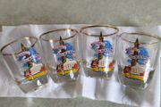 Set of 4 Vintage Mid Century Blackpool Souvenir Shot Glasses, Vintage Barware