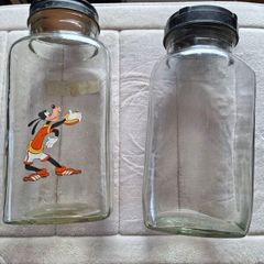 Two Large Genuine Vintage Shop Sweet Jars One With Metal Lid & One With Bakelite Lid In Perfect Condition And Old Not Reproductions  !
