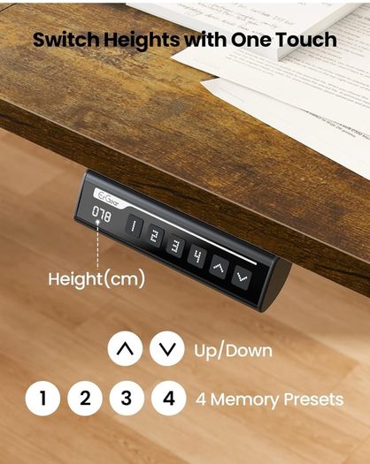 Electric Standing Desk Height Adjustable 120 x 60cm,