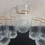 Vintage 1970s Pasabahce Gold Rim 7-Piece Glass Beverage Set Image 7
