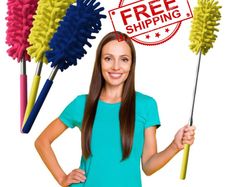 NEW SALE | 3pk Microfibre Extendable Feather Duster Brush | Feather Dusters for Cleaning Extendable Duster up to 76cm