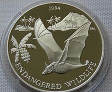 Flying Bat 10 Dollars Samoa 1994 Silver Proof