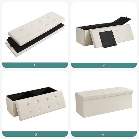 New Beige Leather Storage Chest - FREE P&P