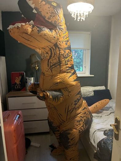 Adult inflatable costume dinosaur