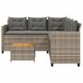 Garden Sofa with Table and Cushions L-Shaped Grey Poly Rattan Image 3