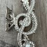 Silver Studded Music Treble Clef Long Butterfly Claw Clips Image 2