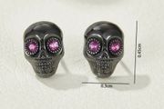 Rhinestone Detail Skull Design Stud Earrings