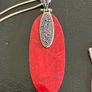 silver necklace with natural coral pendant Image 2