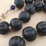 Antique African Style Dark Black Melon Shape Glass Beads Necklace Image 5