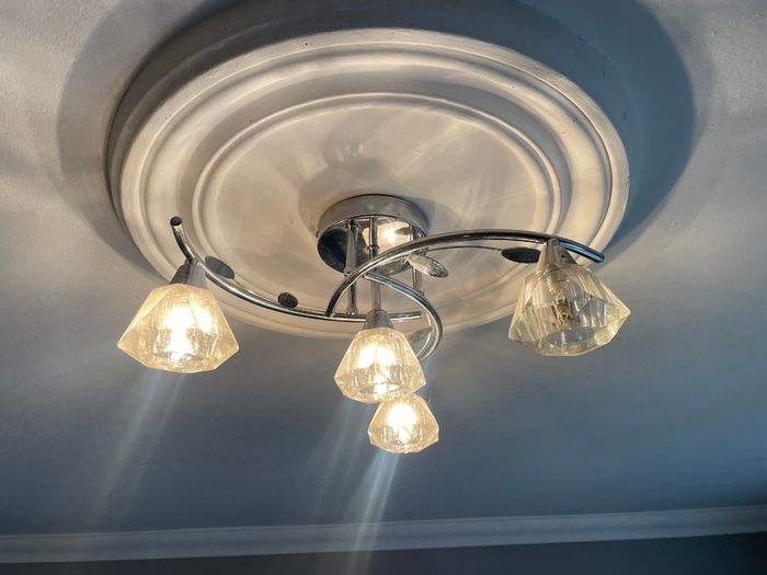 Hexagon shaped glass & Leaf design ceiling lights x2