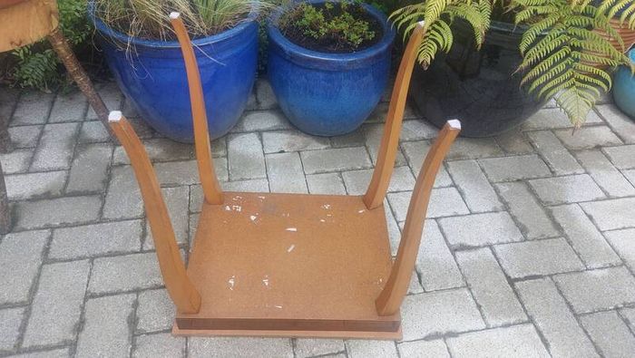 Vintage Mid Century Side Table with a Handmade Marquetry Panel Top Featuring a Floral Motif, Unknown Maker, Presume Italian-Made, Condition Issues, Needs Restoring