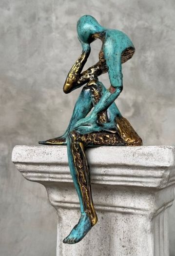 Man Deep In Thought (35cm) - Patinated Bronze