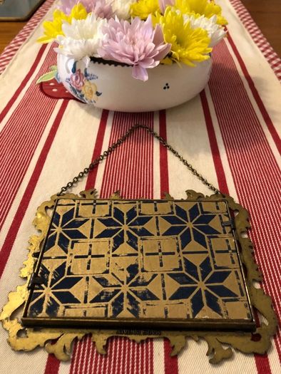 Vintage Made In Italy Rococo Gold Frame Hanging Chain Picture