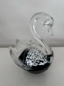 1970s Finnish art glass swan by Studiolasi
