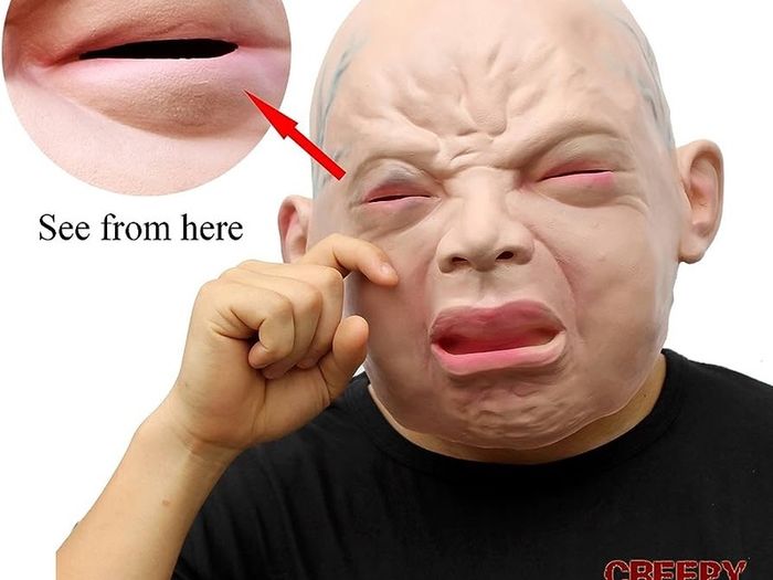 Crying Baby Face Mask Human Realistic Latex Full Head Masks for Halloween Costume Party Carnival Cosplay