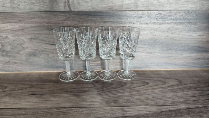 Set Of 4 Crystal Goblets 4 Glasses Wine Port Vintage