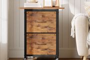 Printer Stand with 2 Drawers, Wheeled Vertical File Cabinet, Adjustable Hanging Rods, fits A4/Letter Size, for Home Office, Rustic Brown and Black