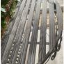New ex display Coach House washed wood and metal Demi lune console table Image 3