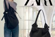 Zara Black Nylon Bucket Bag