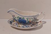 Beautiful Vintage Masons Ironstone Gravy Boat and Matching Underplate in the Regency Pattern, Circa 1940