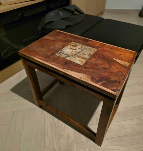 Beautifully Restored Upcycled Indian Rosewood Nest of 3 Tables with Floating Top Effect
