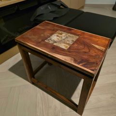 Beautifully Restored Upcycled Indian Rosewood Nest of 3 Tables with Floating Top Effect