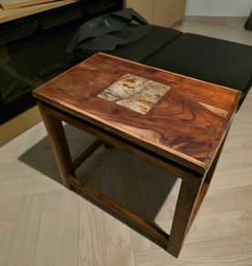Beautifully Restored Upcycled Indian Rosewood Nest of 3 Tables with Floating Top Effect