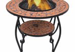 Mosaic Fire Pit Table Terracotta 68 cm Ceramic