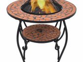 Mosaic Fire Pit Table Terracotta 68 cm Ceramic