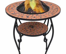 Mosaic Fire Pit Table Terracotta 68 cm Ceramic