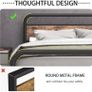 King Size Bed Metal Platform Bed Frame with Wood Headboard,Mattress Base,Metal Slat Support, Black and Brown/210X154 Image 4
