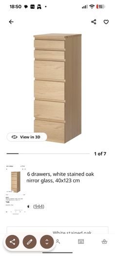 IKEA Malm 6 Drawer Chest (Tallboy)